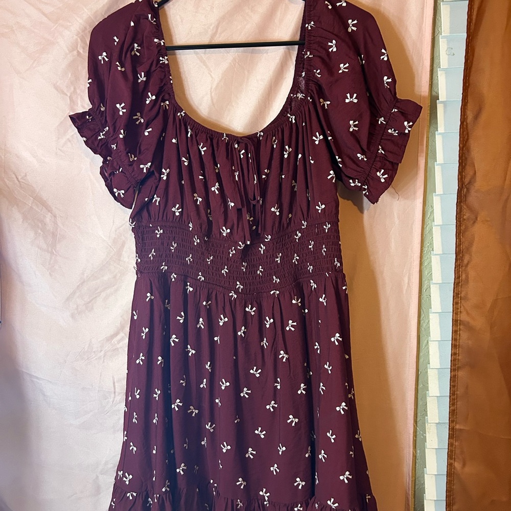 Elegant Maroon Floral Dress